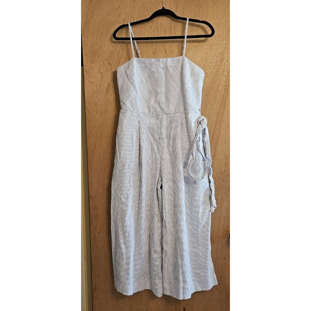 Banana Republic Blue White Striped Size 6 Linen Blend Jumpsuit